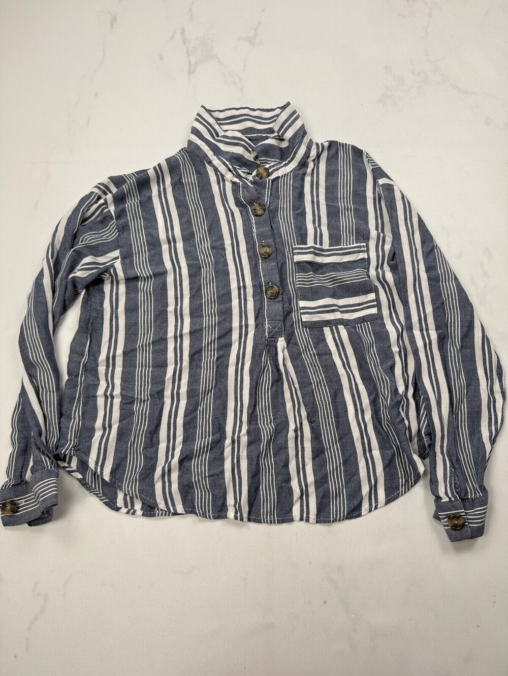 A.N.A Button-Up Shirt Navy 90s VTG Stripe - Womens L